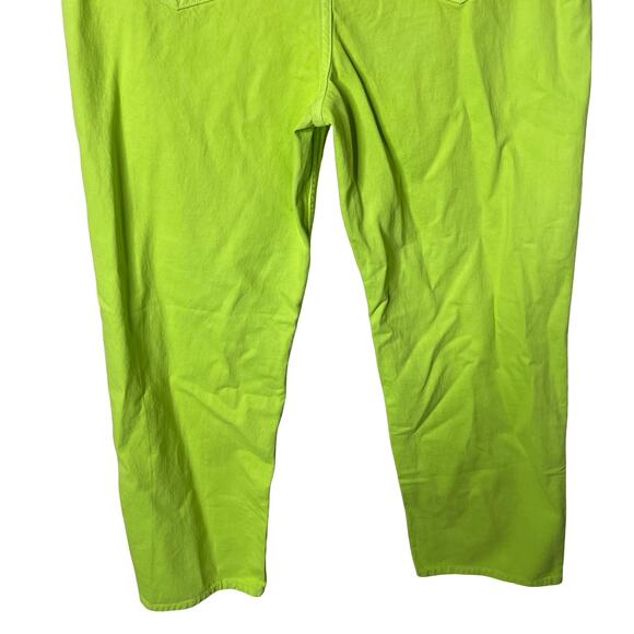 New Mara Hoffman Georgina neon lime green high rise straight leg jeans sz 10 - Picture 7 of 10